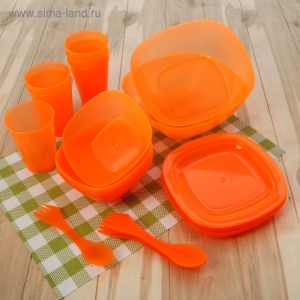 Набор посуды дачный на 6 персон (20 предмета пластмасса) Контакт