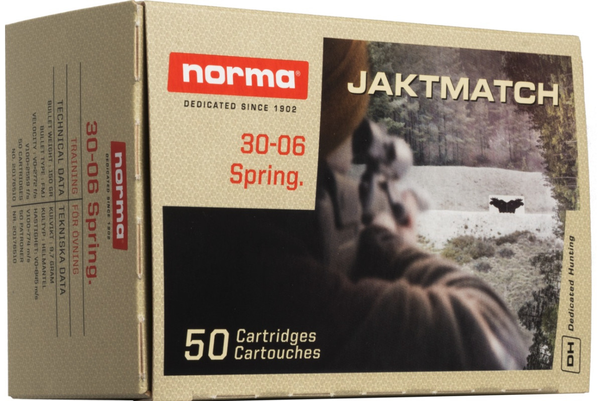 30-06 Norma 9.72гр (150grn) FMJ Jaktmatch 50 шт | Оружейный магазин «Макарыч»