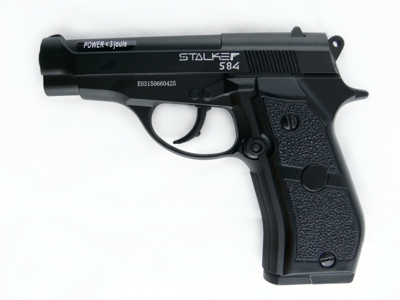 Пистолет пневмат.Stalker S84 к.4,5, металл,120 м/с,черн, (аналог Beretta84)