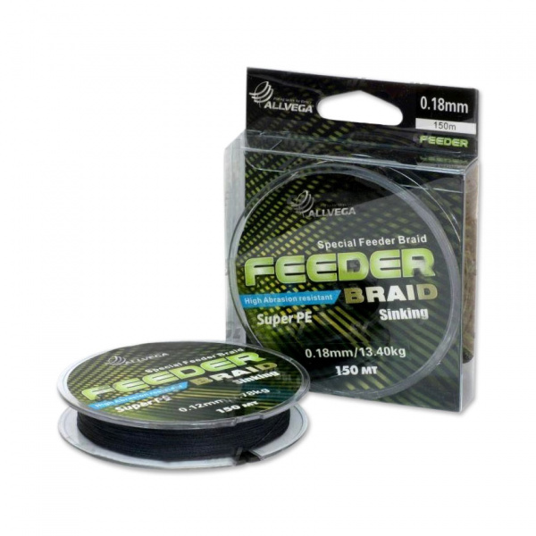 Леска плетеная Feeder Braid 150м 0,16мм (11,7кг) (темно-серая) ALLVEGA | Оружейный магазин «Макарыч»